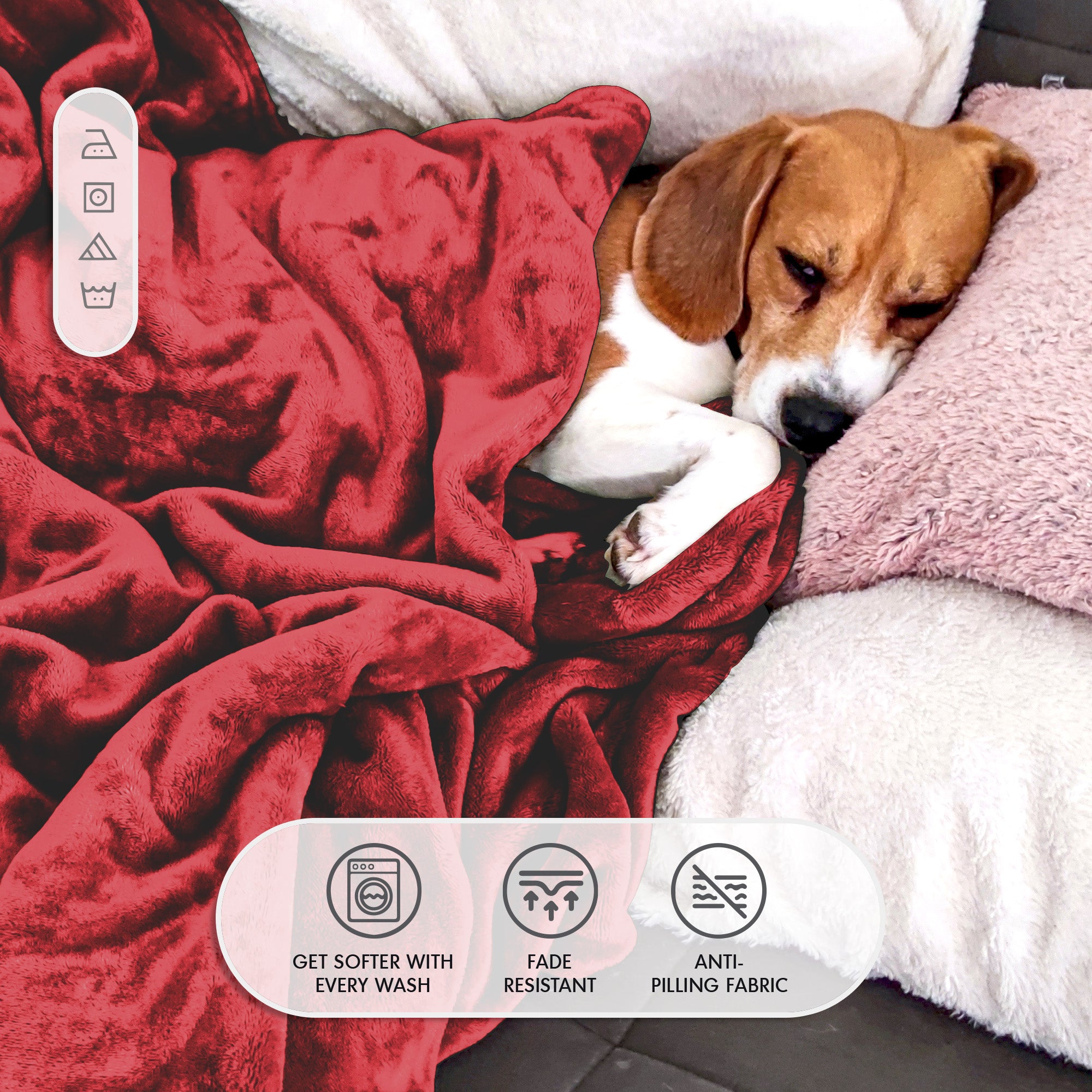 Hotel Linen Klub Micro Fleece Blanket – Ultra-Soft 260 GSM Flannel Throw for Warmth & Comfort - Red Velvet