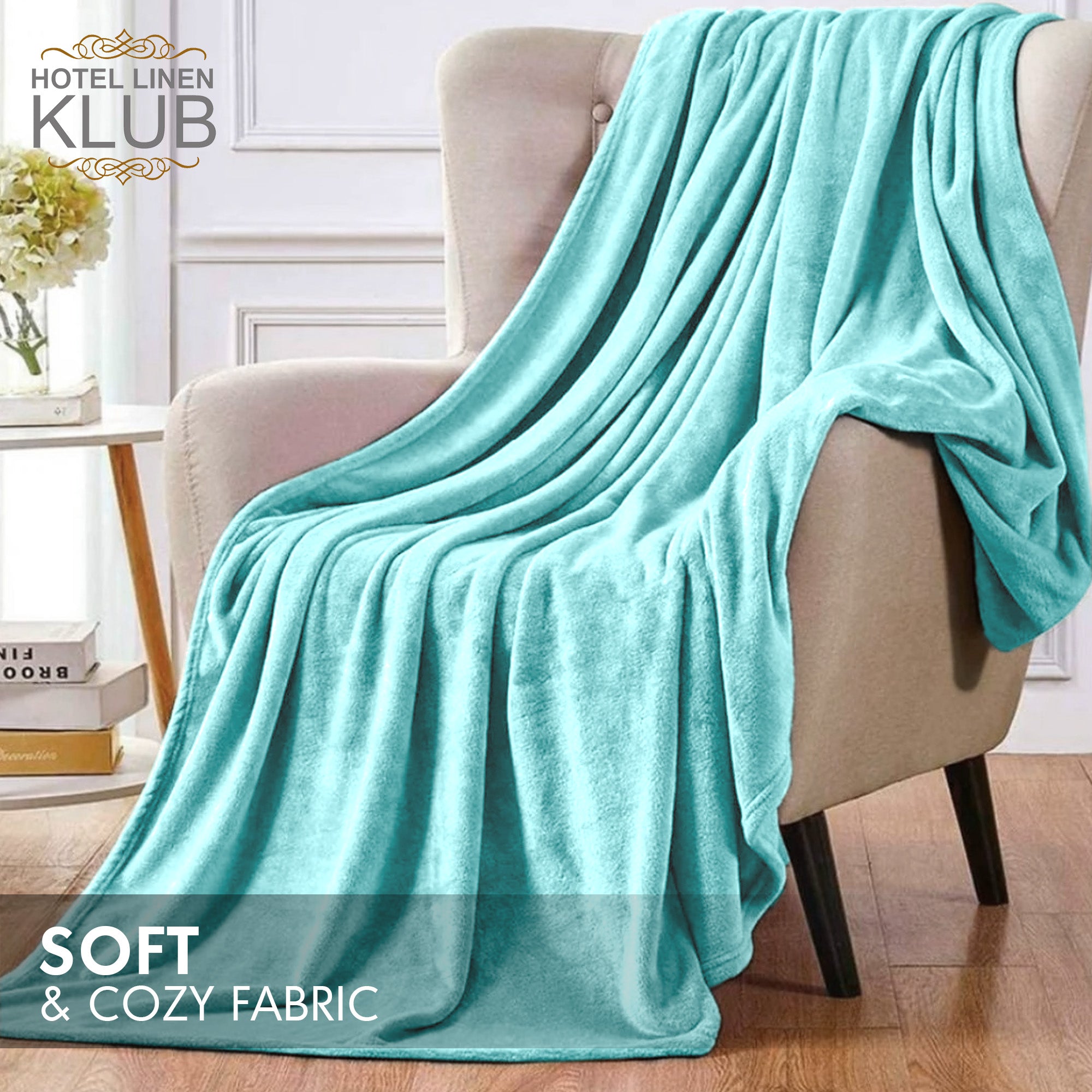 Hotel Linen Klub Micro Fleece Blanket – Ultra-Soft 260 GSM Flannel Throw for Warmth & Comfort - Aqua
