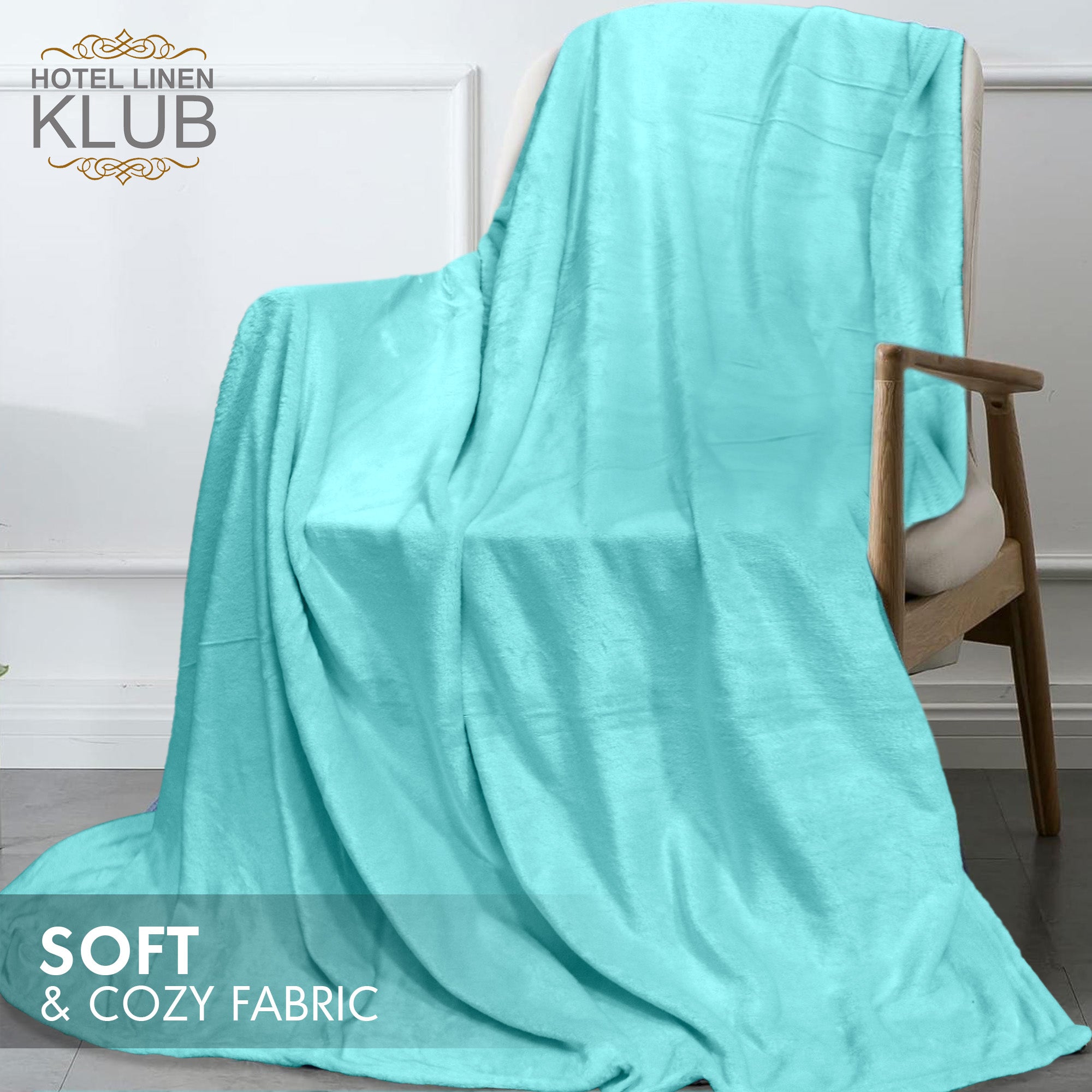 Hotel Linen Klub Micro Fleece Blanket – Ultra-Soft 260 GSM Flannel Throw for Warmth & Comfort - Aqua