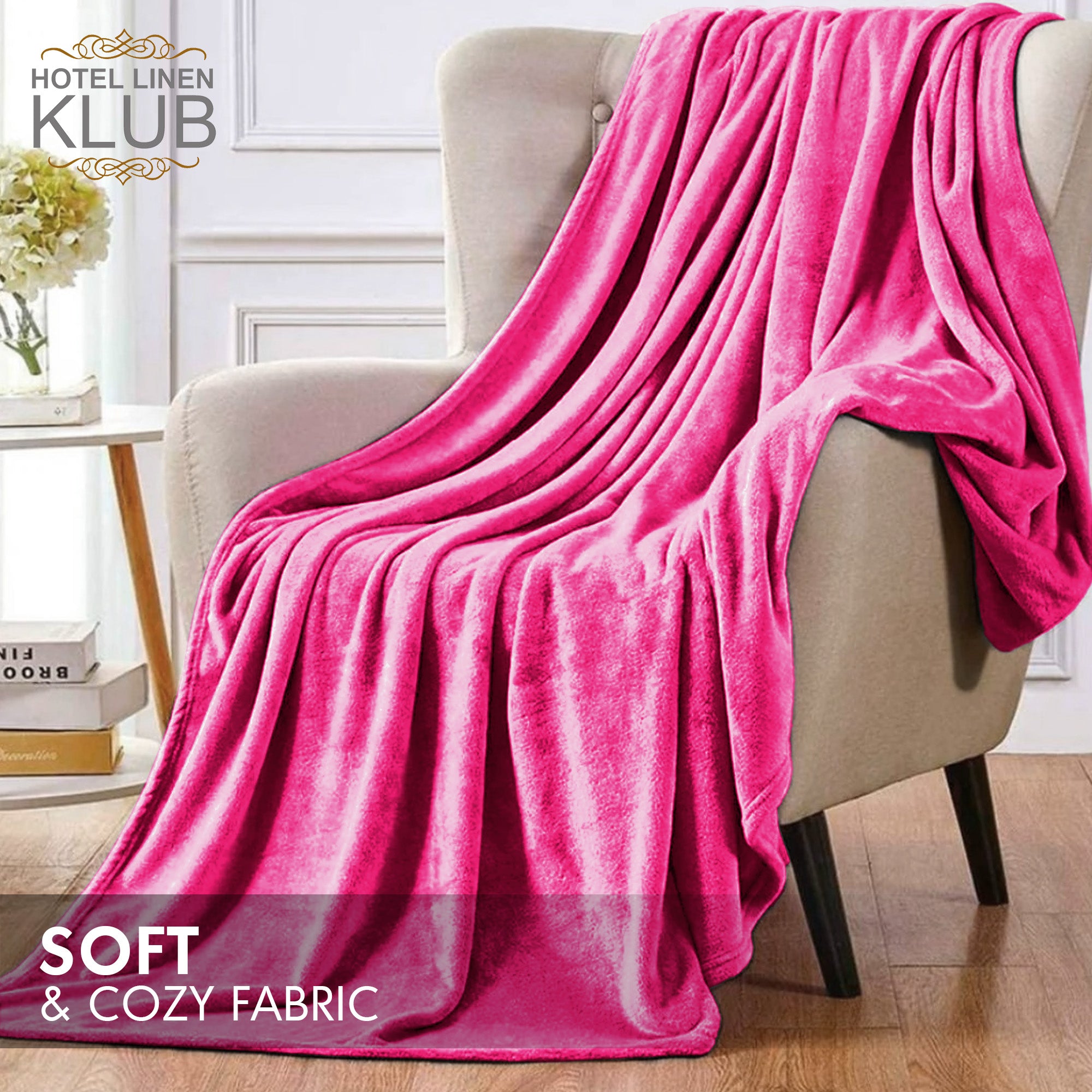 Hotel Linen Klub Micro Fleece Blanket – Ultra-Soft 260 GSM Flannel Throw for Warmth & Comfort - Fuschia Pink