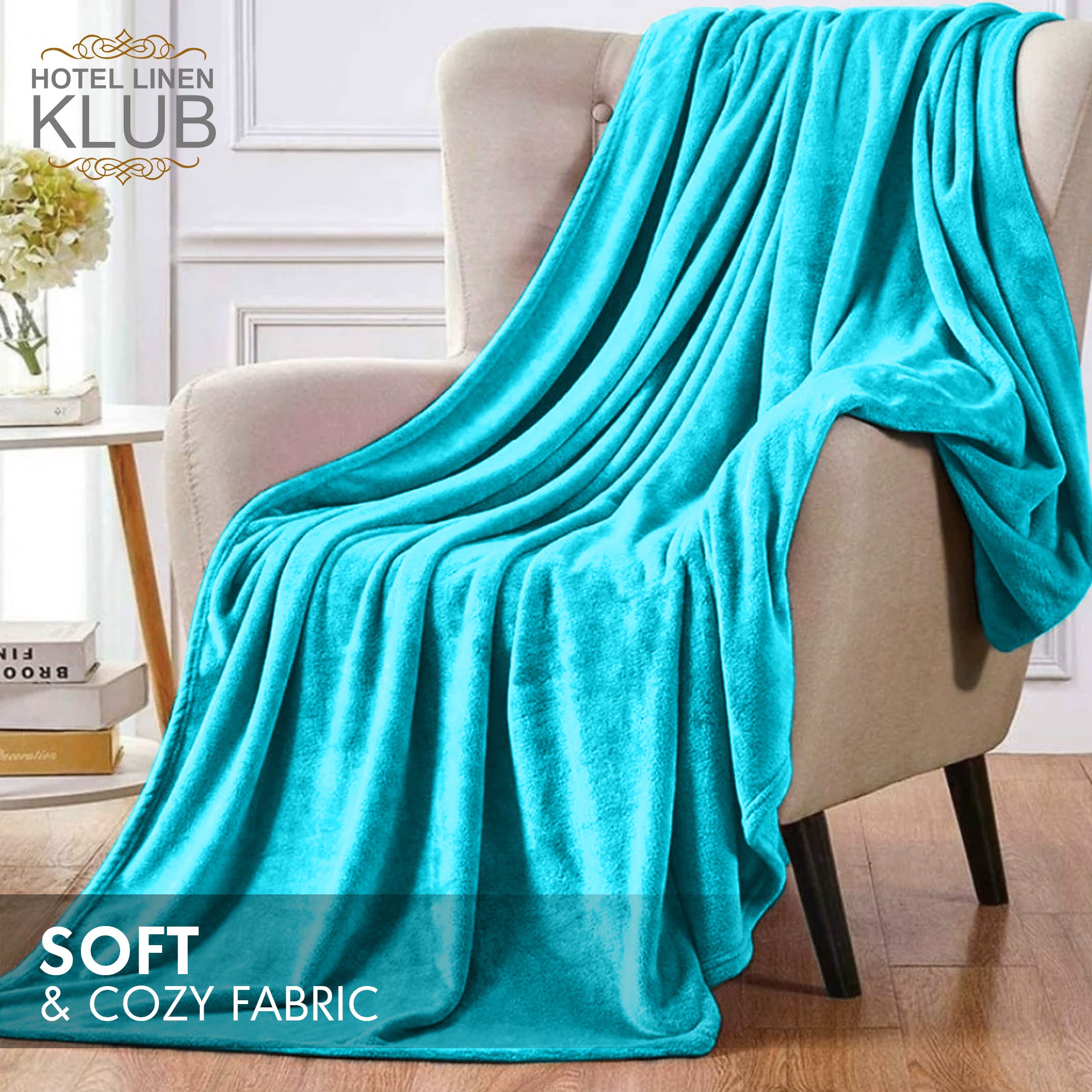 Hotel Linen Klub Micro Fleece Blanket – Ultra-Soft 260 GSM Flannel Throw for Warmth & Comfort - Turquoise