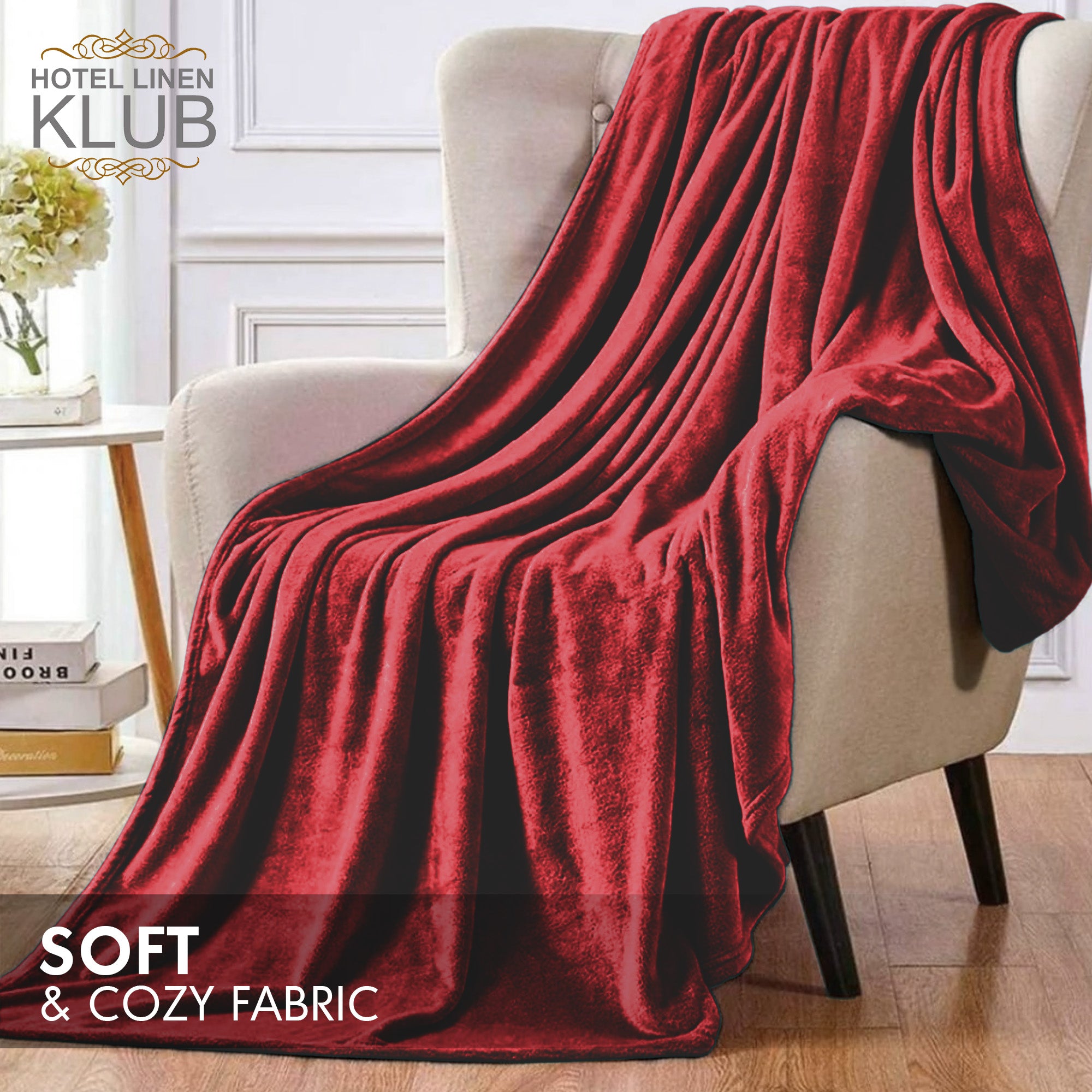 Hotel Linen Klub Micro Fleece Blanket – Ultra-Soft 260 GSM Flannel Throw for Warmth & Comfort - Red Velvet
