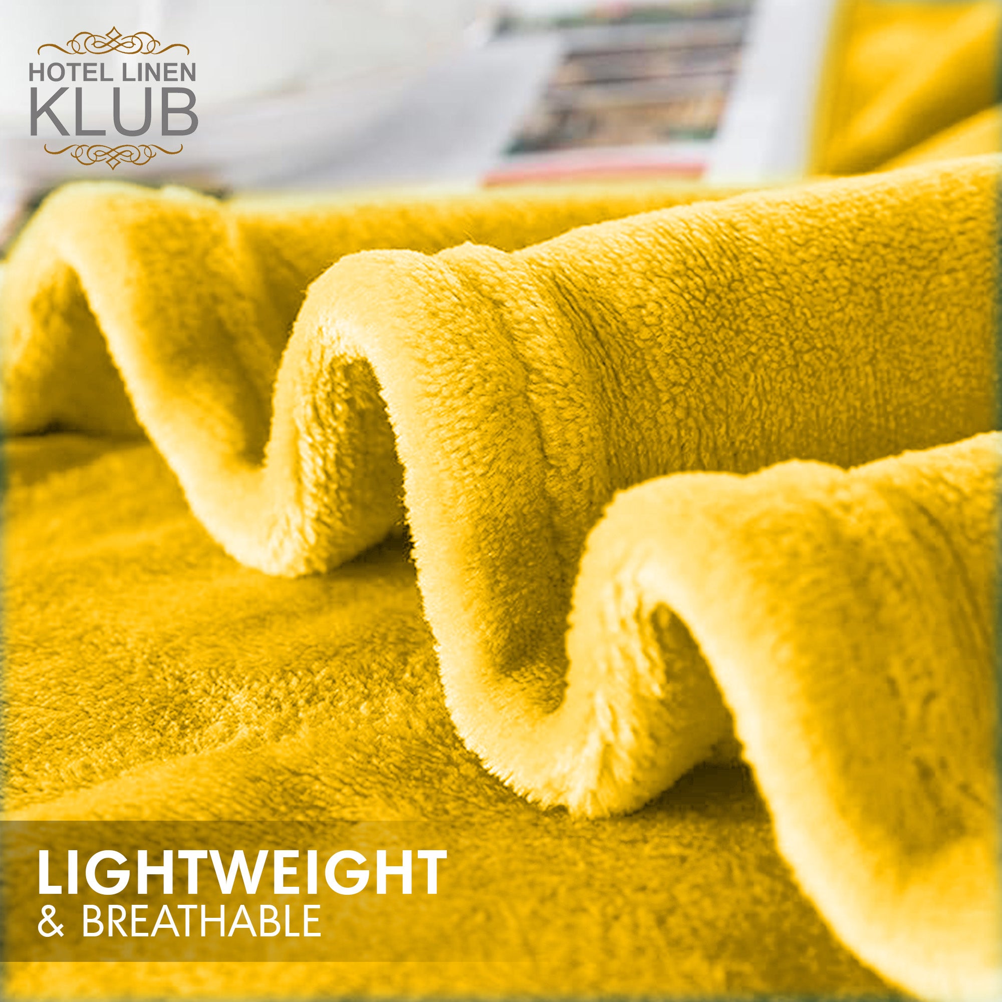 Hotel Linen Klub Micro Fleece Blanket – Ultra-Soft 260 GSM Flannel Throw for Warmth & Comfort - Yellow