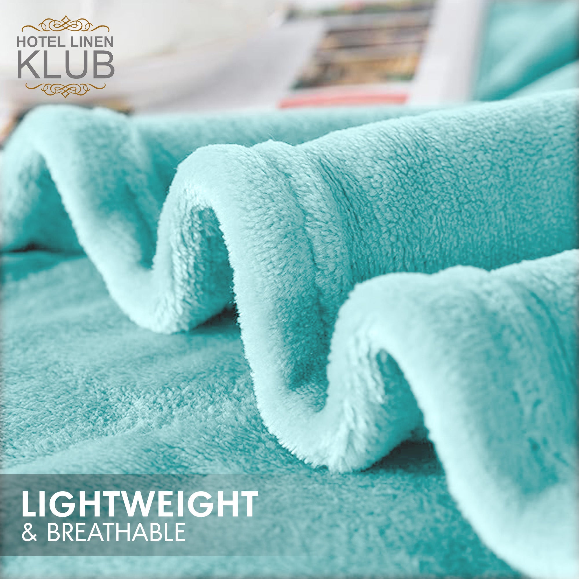 Hotel Linen Klub Micro Fleece Blanket – Ultra-Soft 260 GSM Flannel Throw for Warmth & Comfort - Aqua
