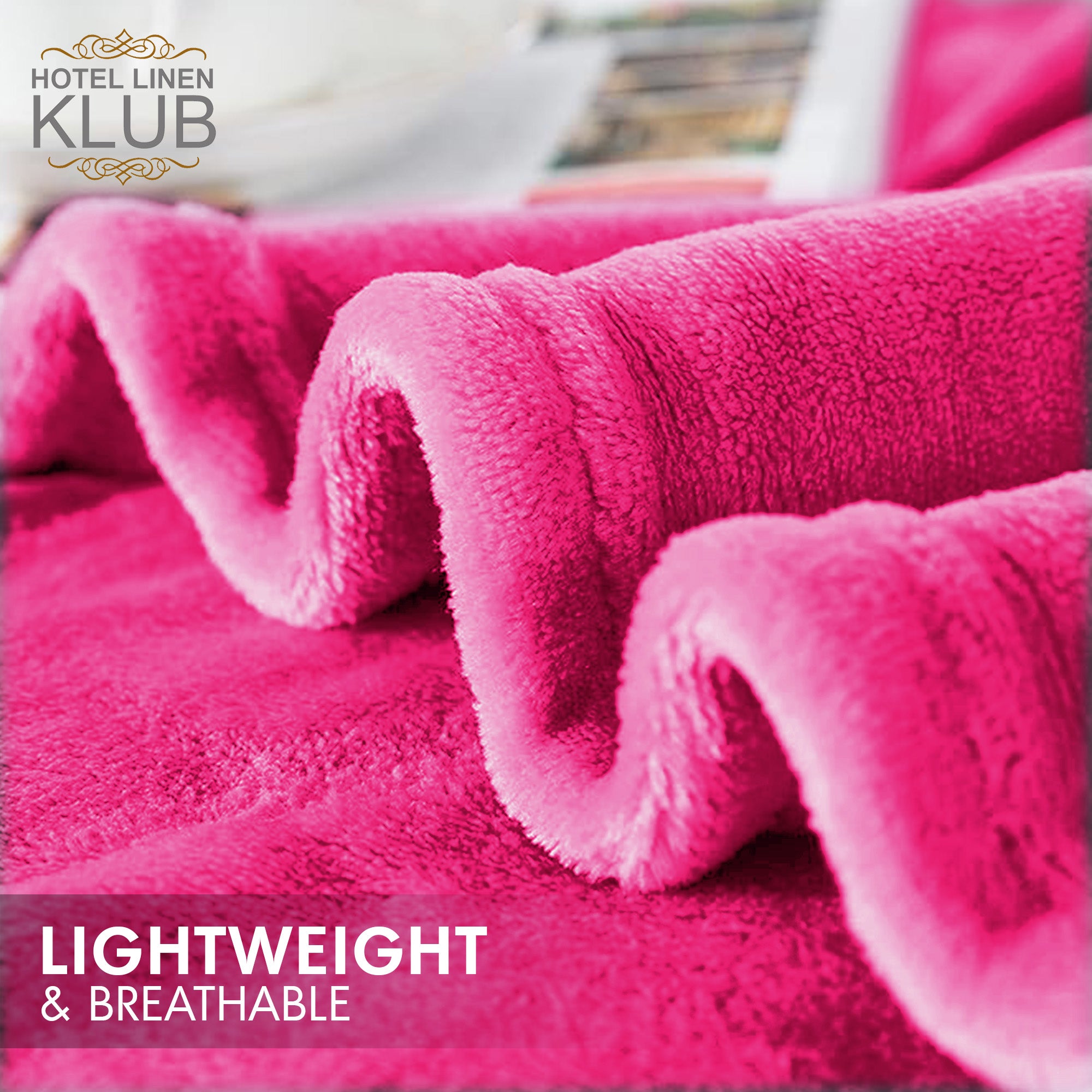 Hotel Linen Klub Micro Fleece Blanket – Ultra-Soft 260 GSM Flannel Throw for Warmth & Comfort - Fuschia Pink