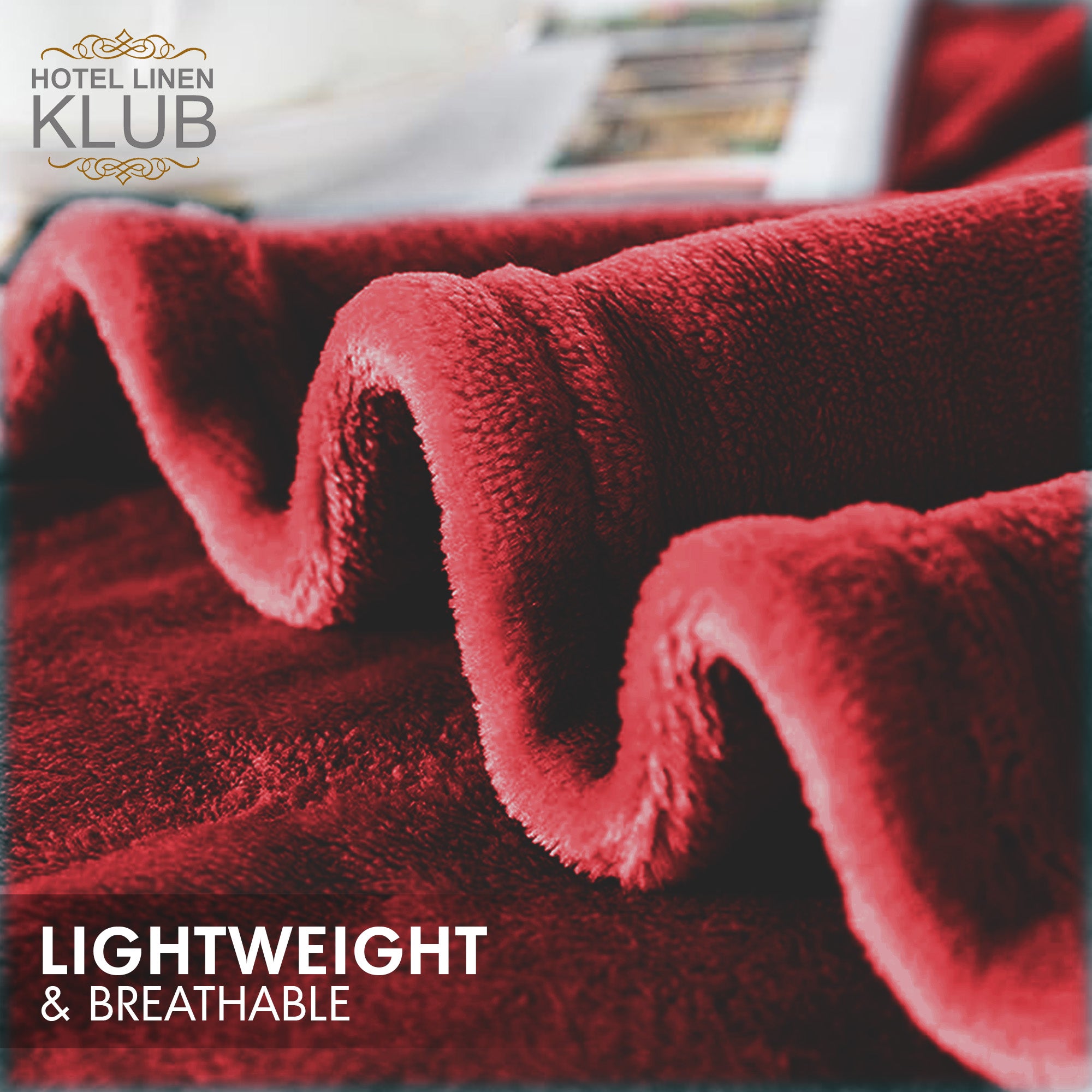 Hotel Linen Klub Micro Fleece Blanket – Ultra-Soft 260 GSM Flannel Throw for Warmth & Comfort - Red Velvet