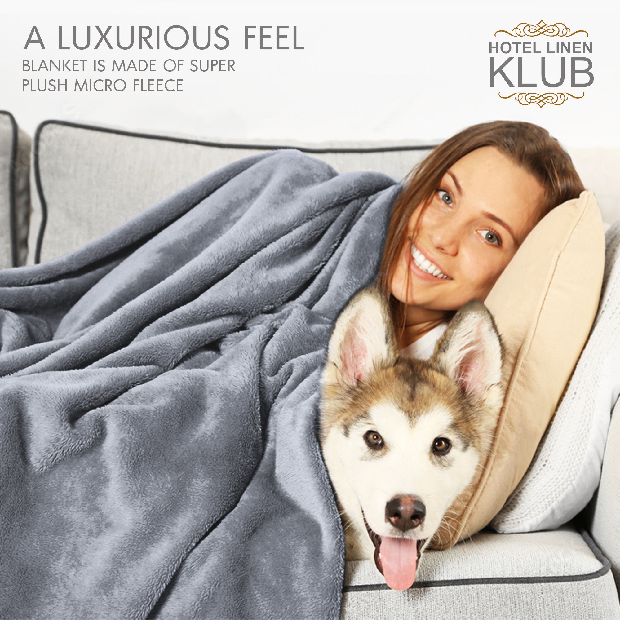 Hotel Linen Klub Micro Fleece Blanket – Ultra-Soft 260 GSM Flannel Throw for Warmth & Comfort - Grey