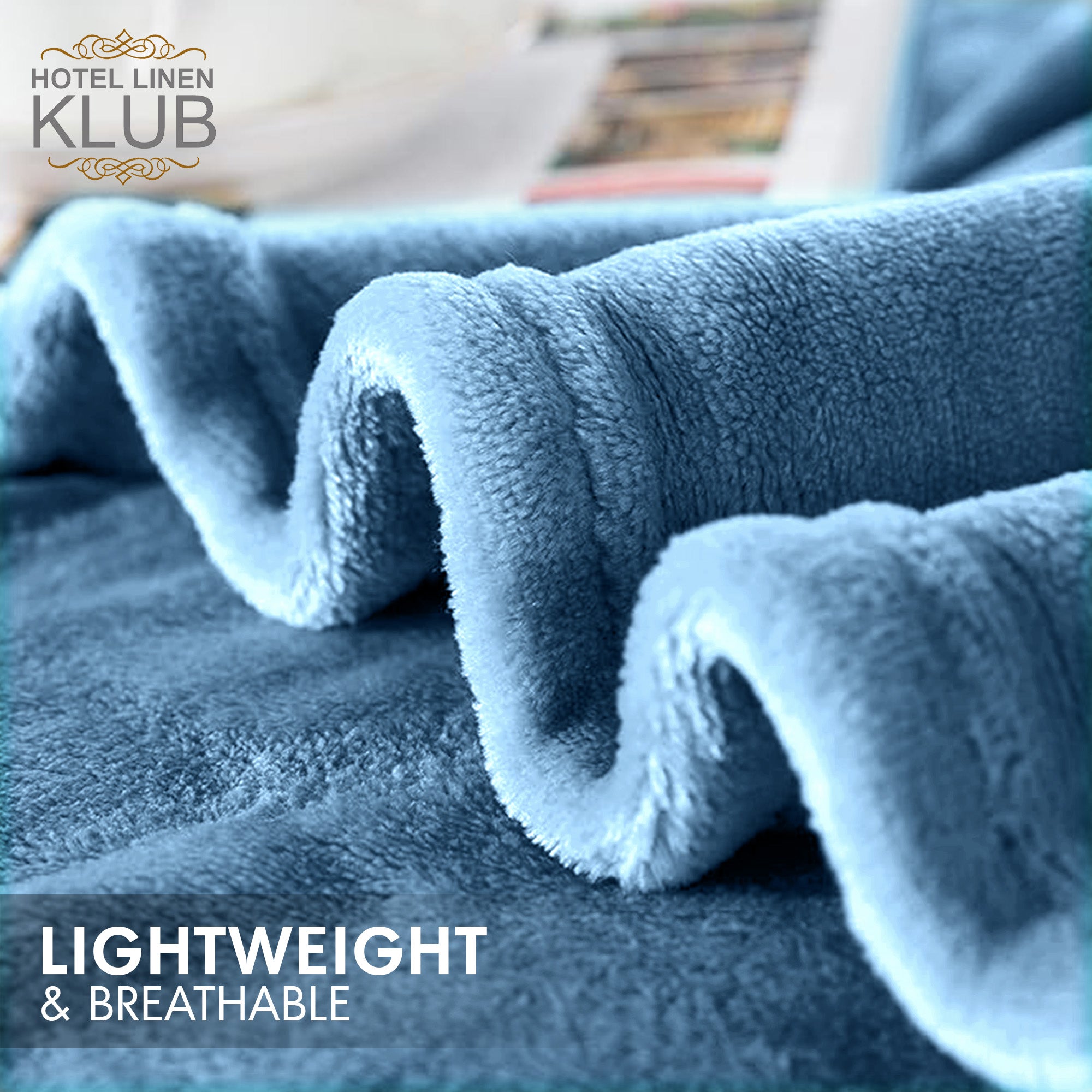 Hotel Linen Klub Micro Fleece Blanket – Ultra-Soft 260 GSM Flannel Throw for Warmth & Comfort - Metallic Blue