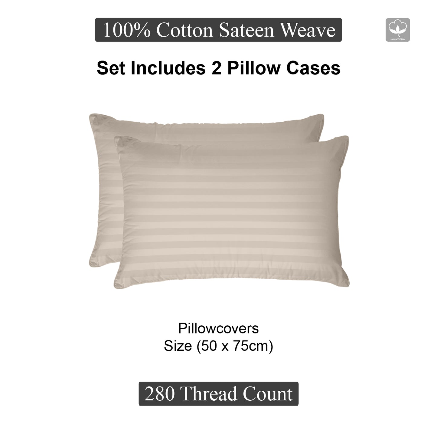 Ivory Stripe Standered Sateen Pillowcase