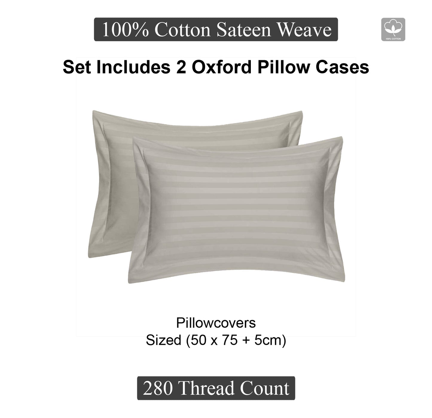 Stone Stripe Sateen Oxford Pillowcase