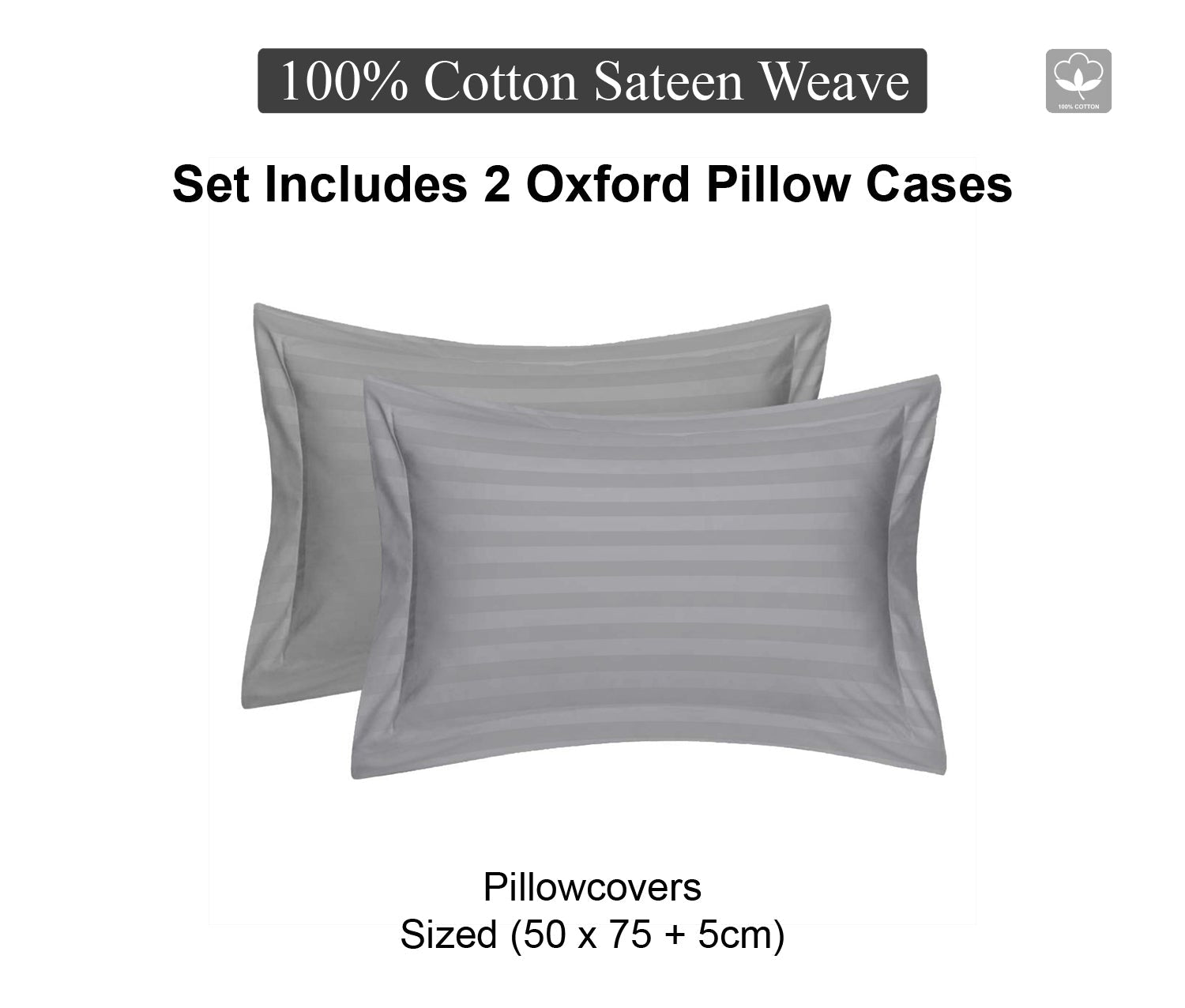 Hotel Linen Klub Bed Sheet Set – 3-Piece 300 TC 100% Cotton Stripe Sateen - Gray