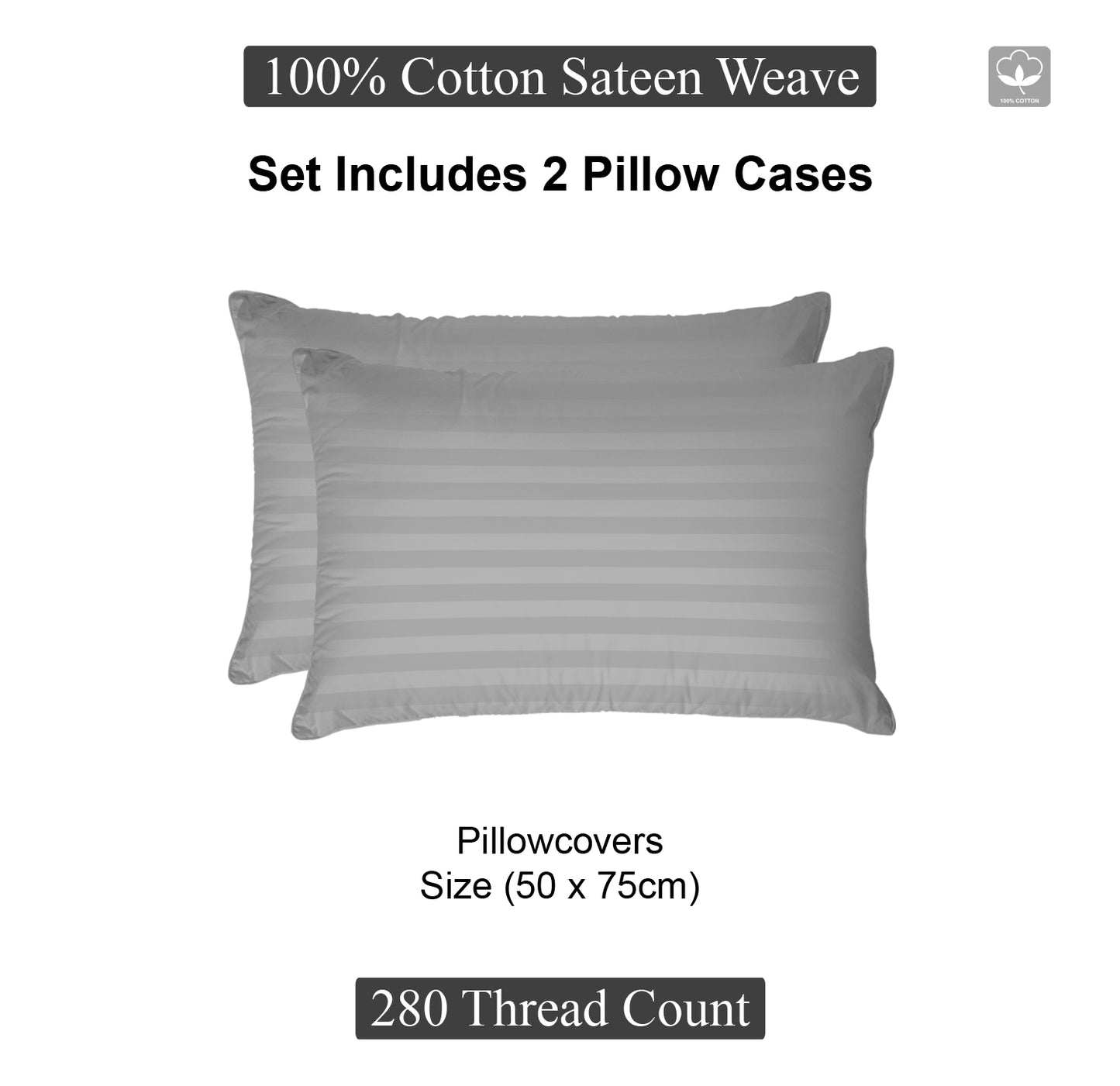 Silver Stripe Standered Sateen Pillowcase