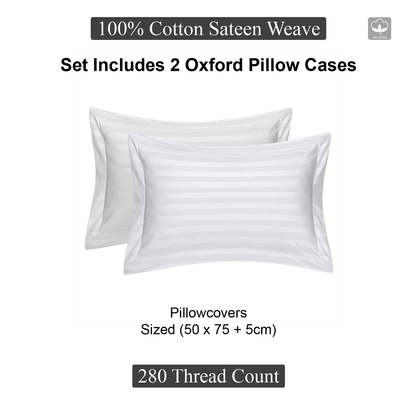 White Stripe Sateen Oxford Pillowcase